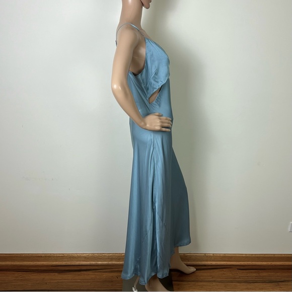 NEW JONATHAN SIMKHAI REVOLVE BLUE CUTOUT MIDI SLIP DRESS - Picture 6 of 10